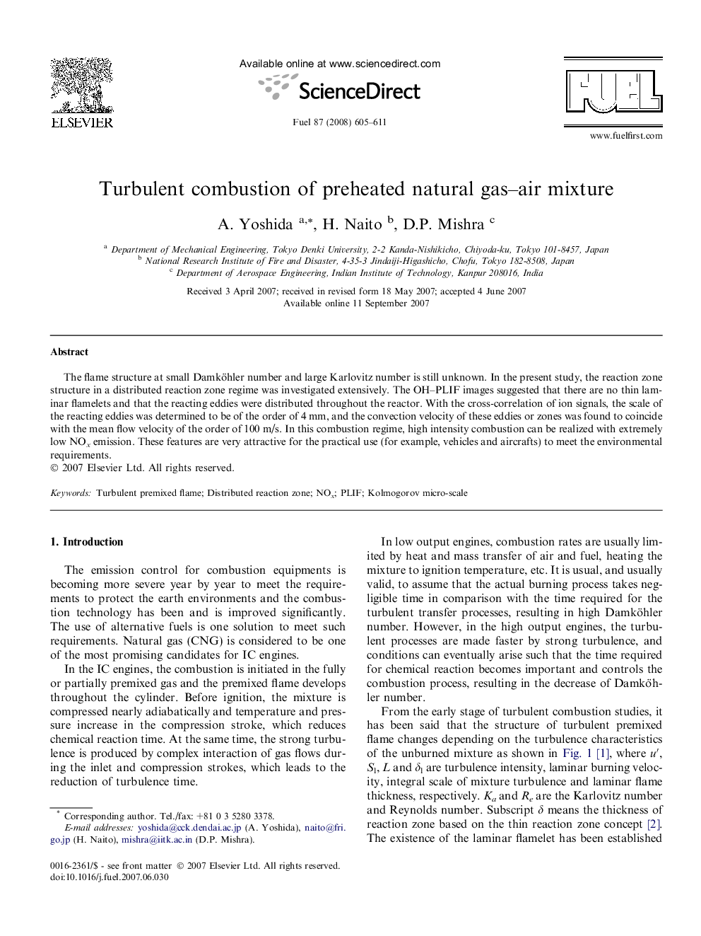 Turbulent combustion of preheated natural gas–air mixture