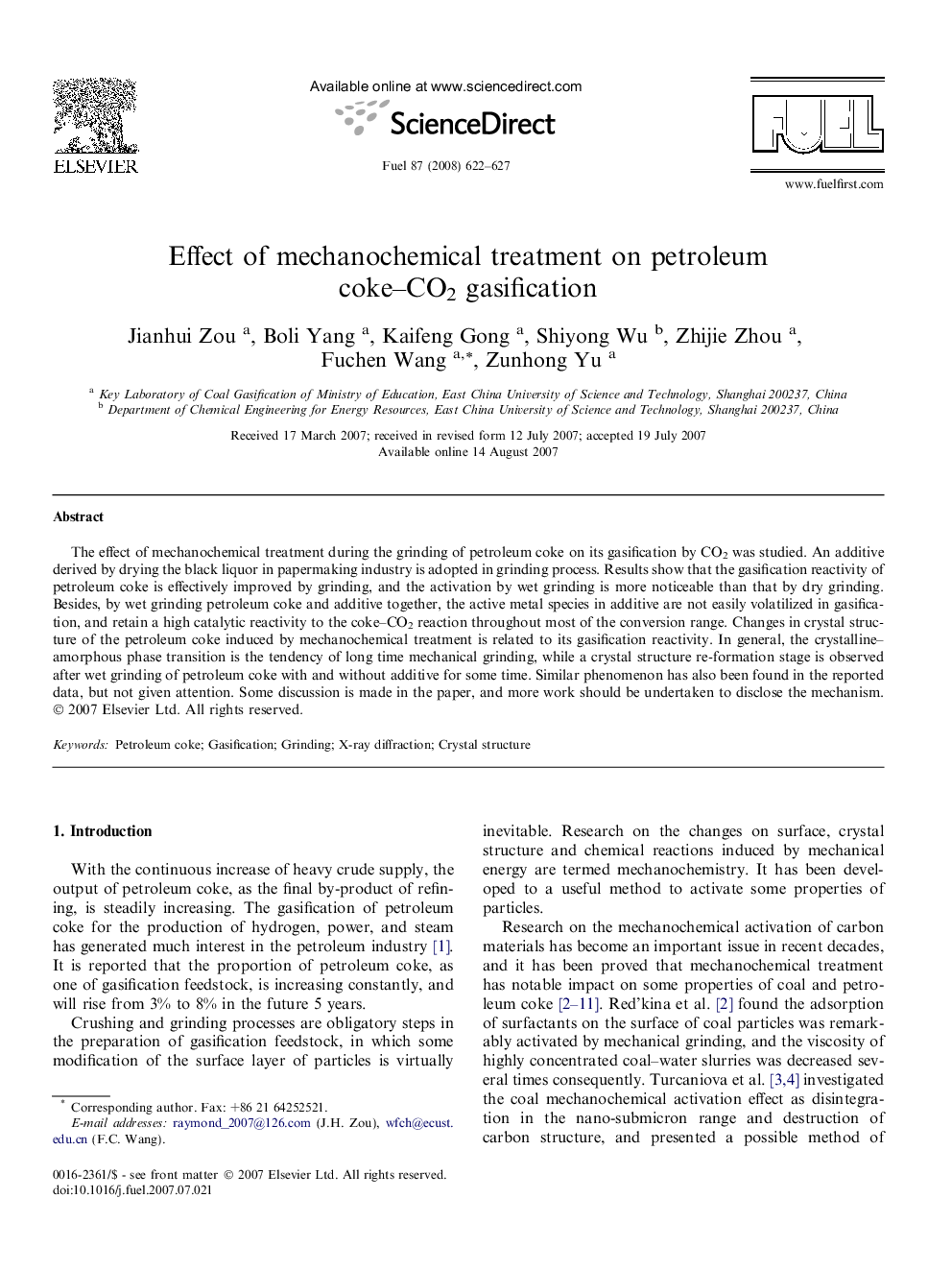 Effect of mechanochemical treatment on petroleum coke–CO2 gasification