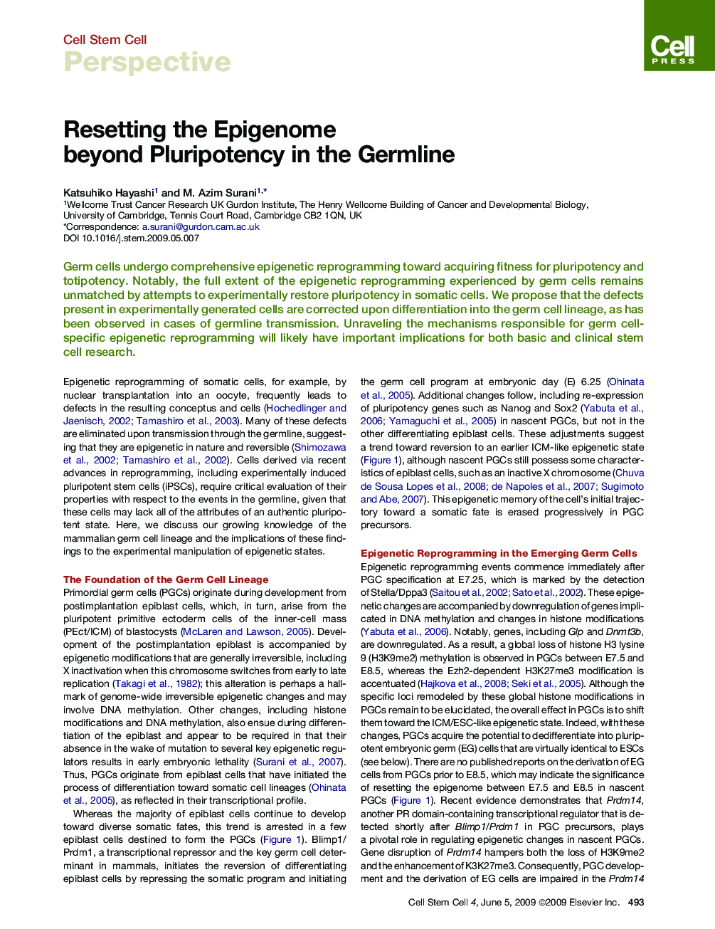 Resetting the Epigenome beyond Pluripotency in the Germline