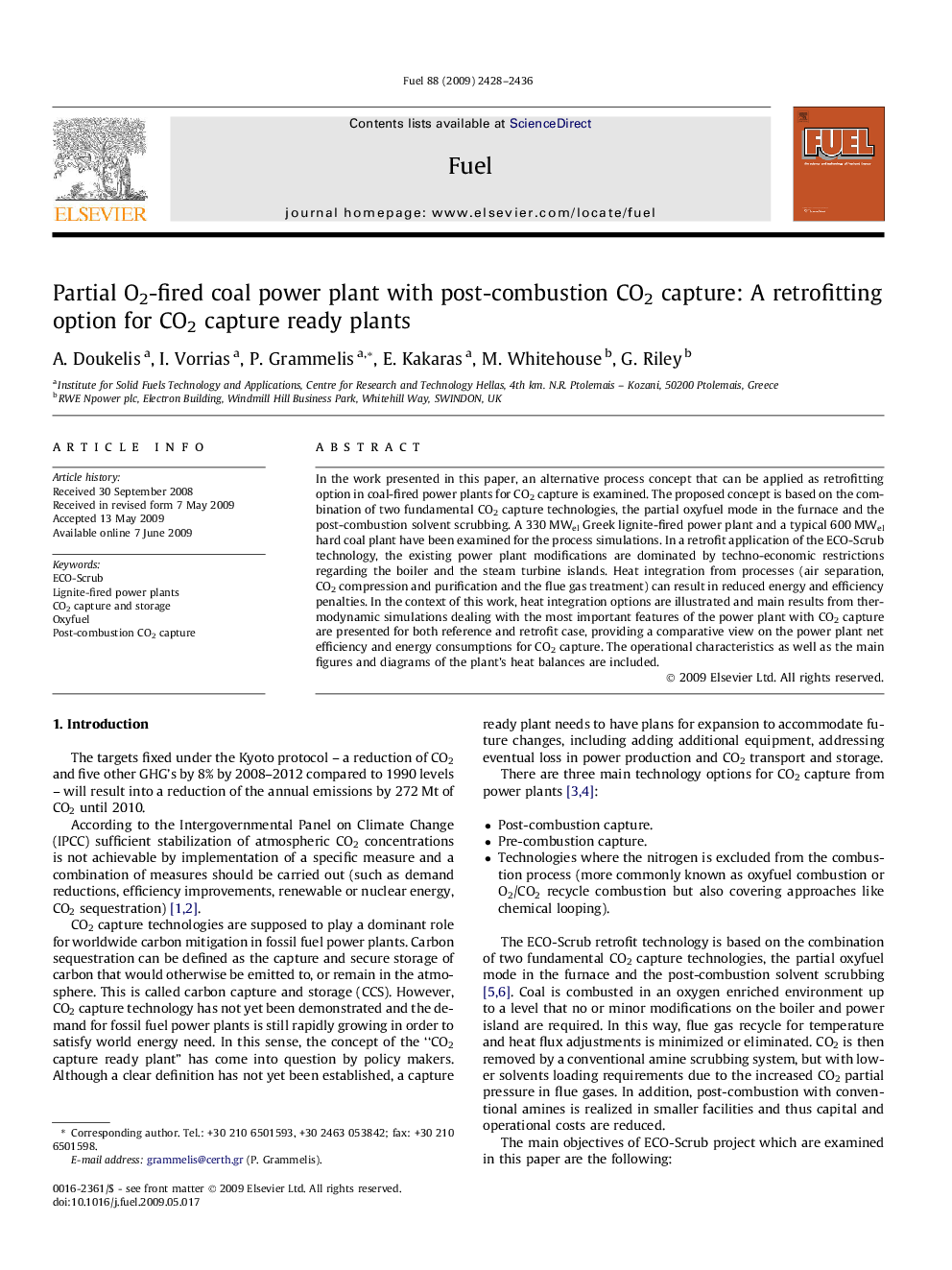 Partial O2-fired coal power plant with post-combustion CO2 capture: A retrofitting option for CO2 capture ready plants