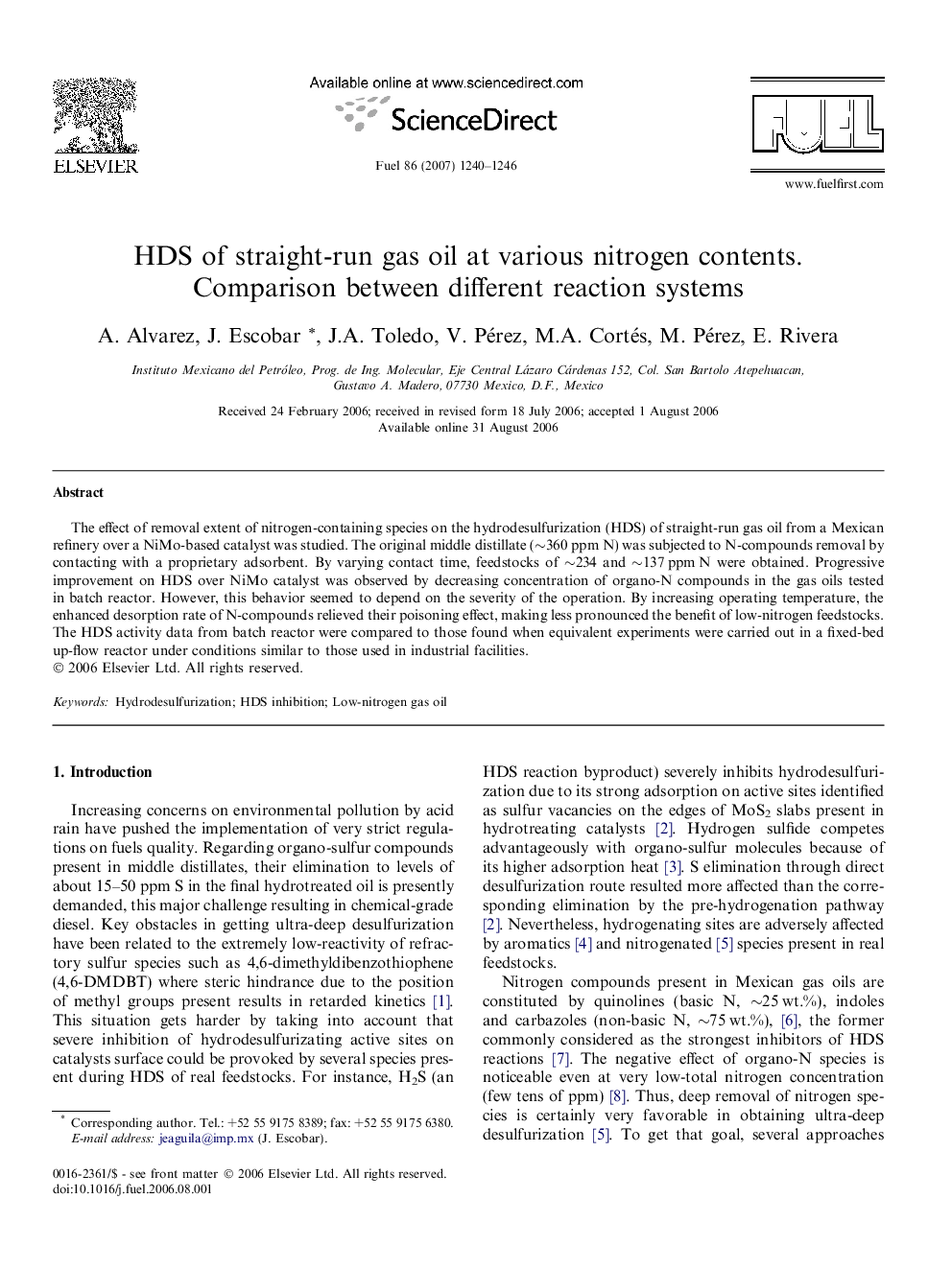 HDS of straight-run gas oil at various nitrogen contents. Comparison between different reaction systems