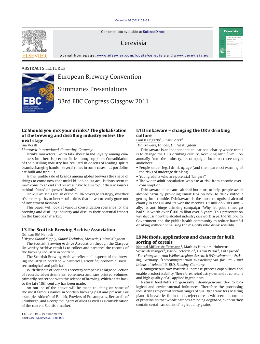 عکس صفحه اول مقاله: European Brewery Convention European Brewery Convention