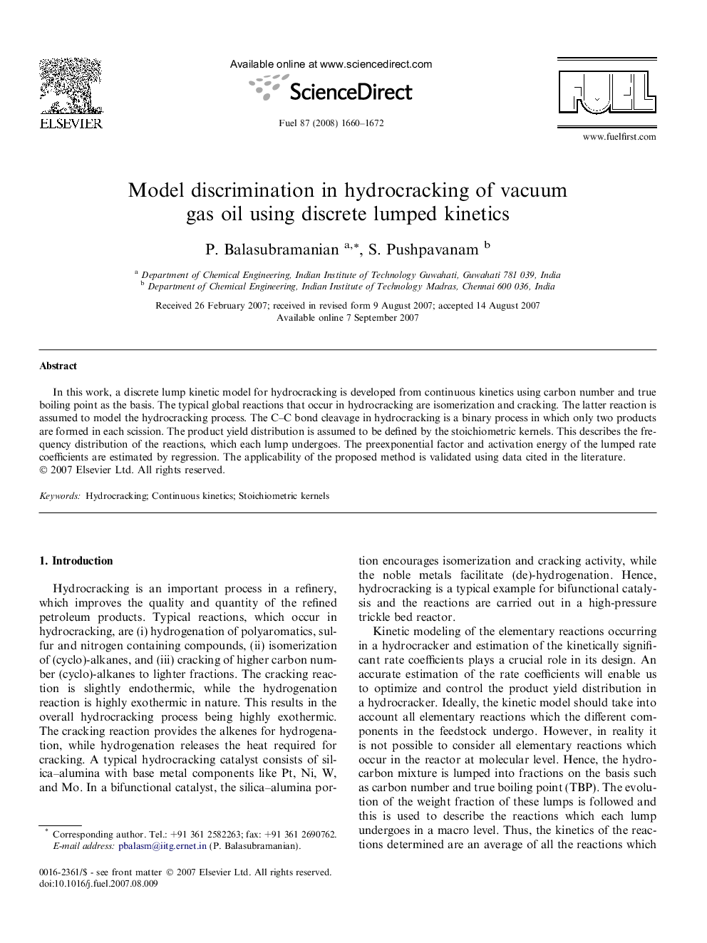 Model discrimination in hydrocracking of vacuum gas oil using discrete lumped kinetics