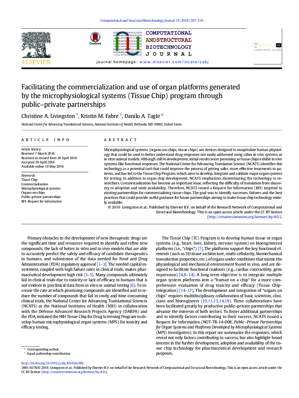 Facilitating the commercialization and use of organ platforms generated by the microphysiological systems (Tissue Chip) program through public–private partnerships