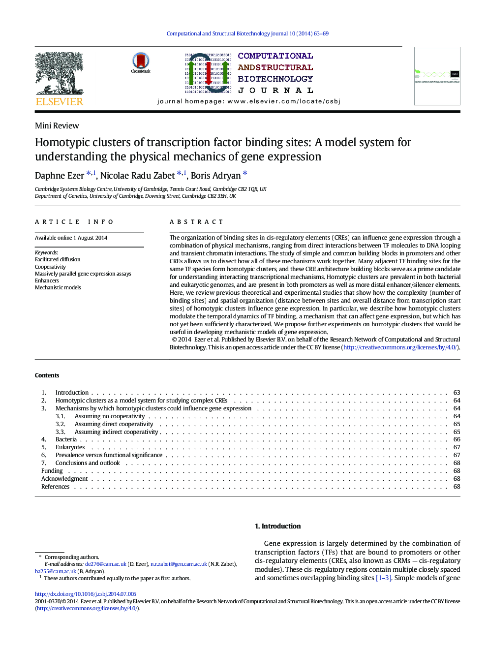 Homotypic clusters of transcription factor binding sites: A model system for understanding the physical mechanics of gene expression