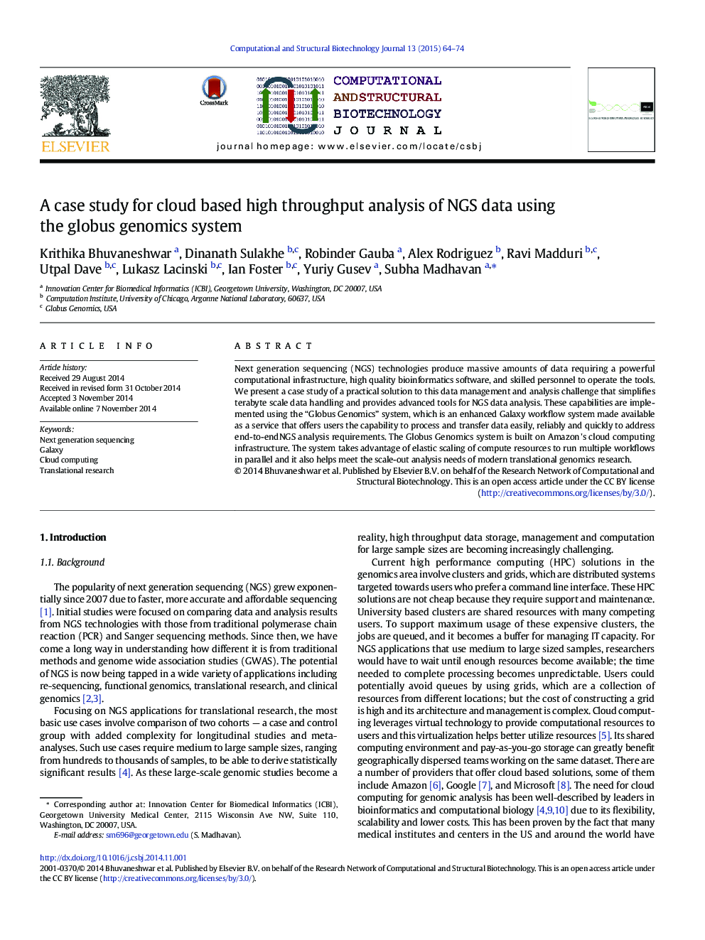 A case study for cloud based high throughput analysis of NGS data using the globus genomics system