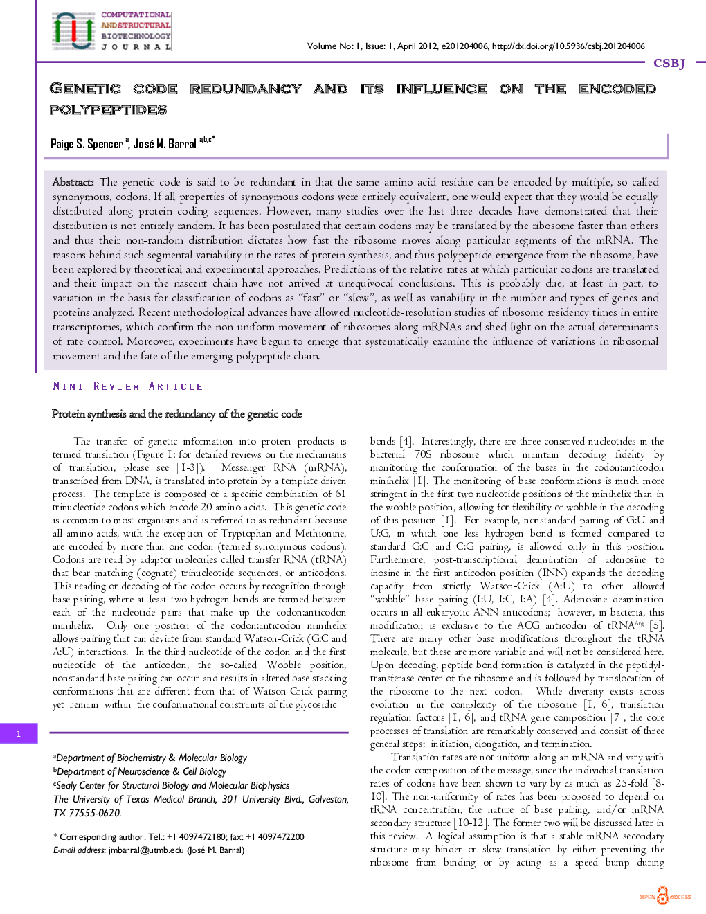 GENETIC CODE REDUNDANCY AND ITS INFLUENCE ON THE ENCODED POLYPEPTIDES 