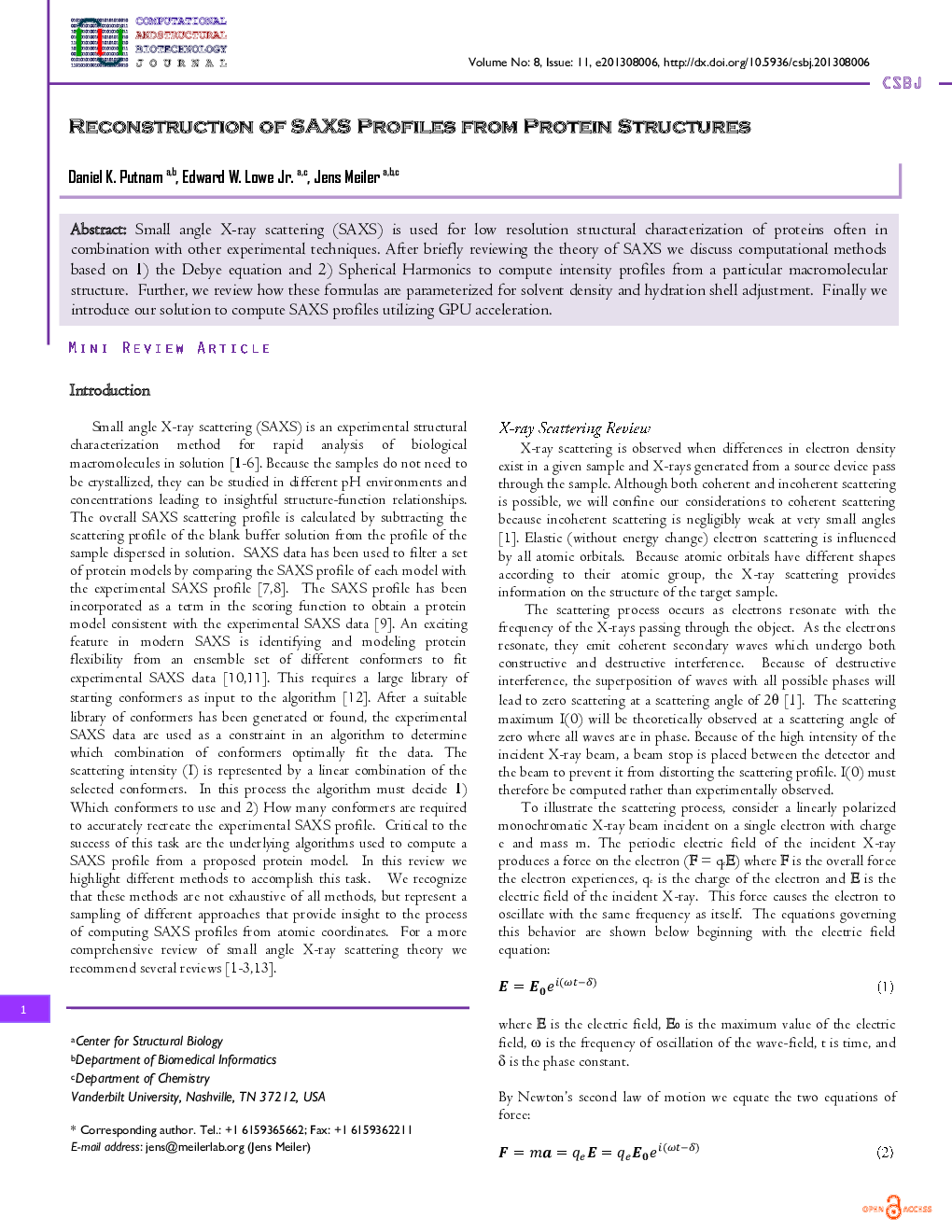 عکس صفحه اول مقاله: RECONSTRUCTION OF SAXS PROFILES FROM PROTEIN STRUCTURES RECONSTRUCTION OF SAXS PROFILES FROM PROTEIN STRUCTURES