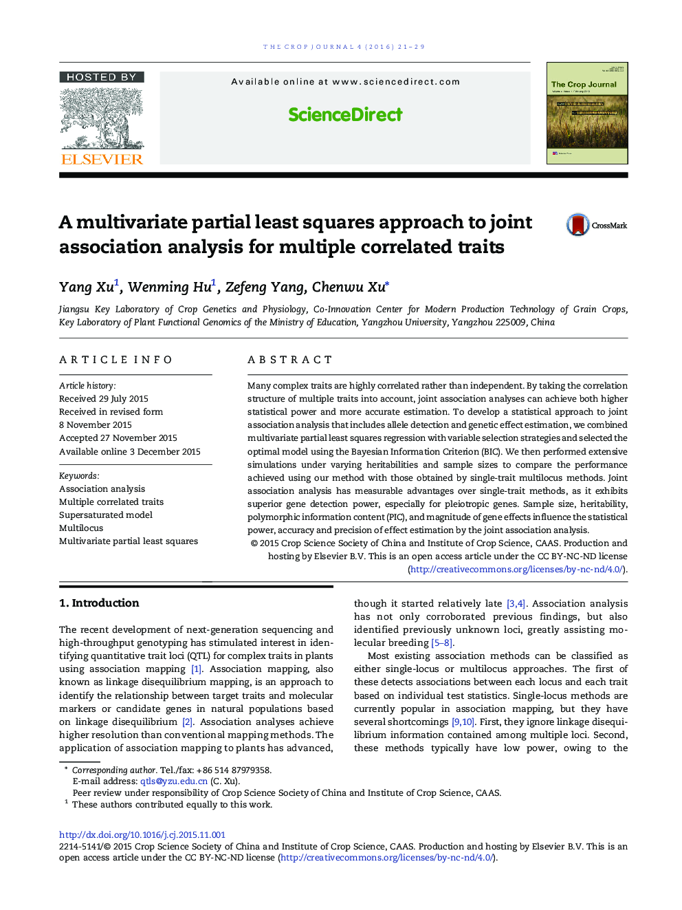 A multivariate partial least squares approach to joint association analysis for multiple correlated traits 