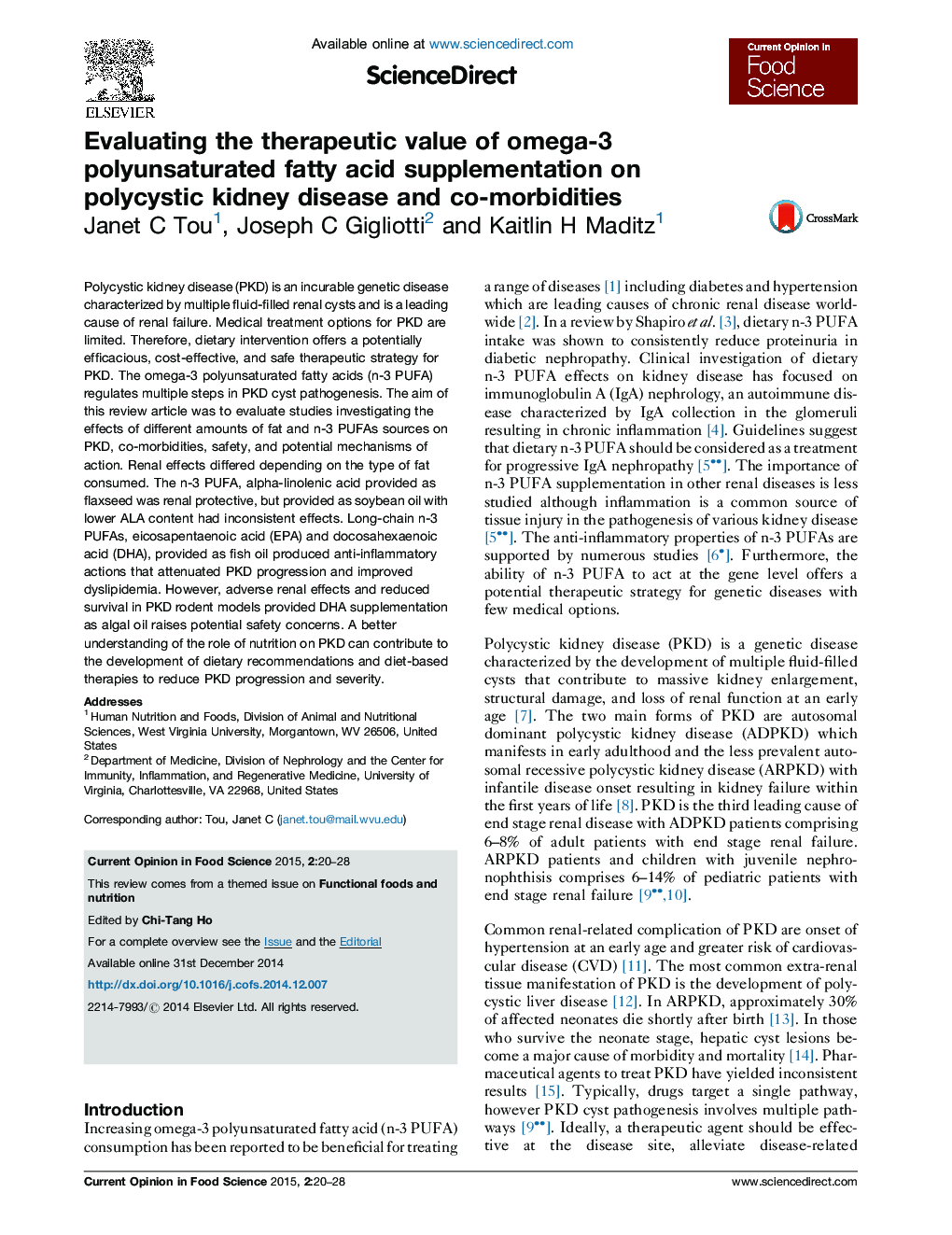 Evaluating the therapeutic value of omega-3 polyunsaturated fatty acid supplementation on polycystic kidney disease and co-morbidities