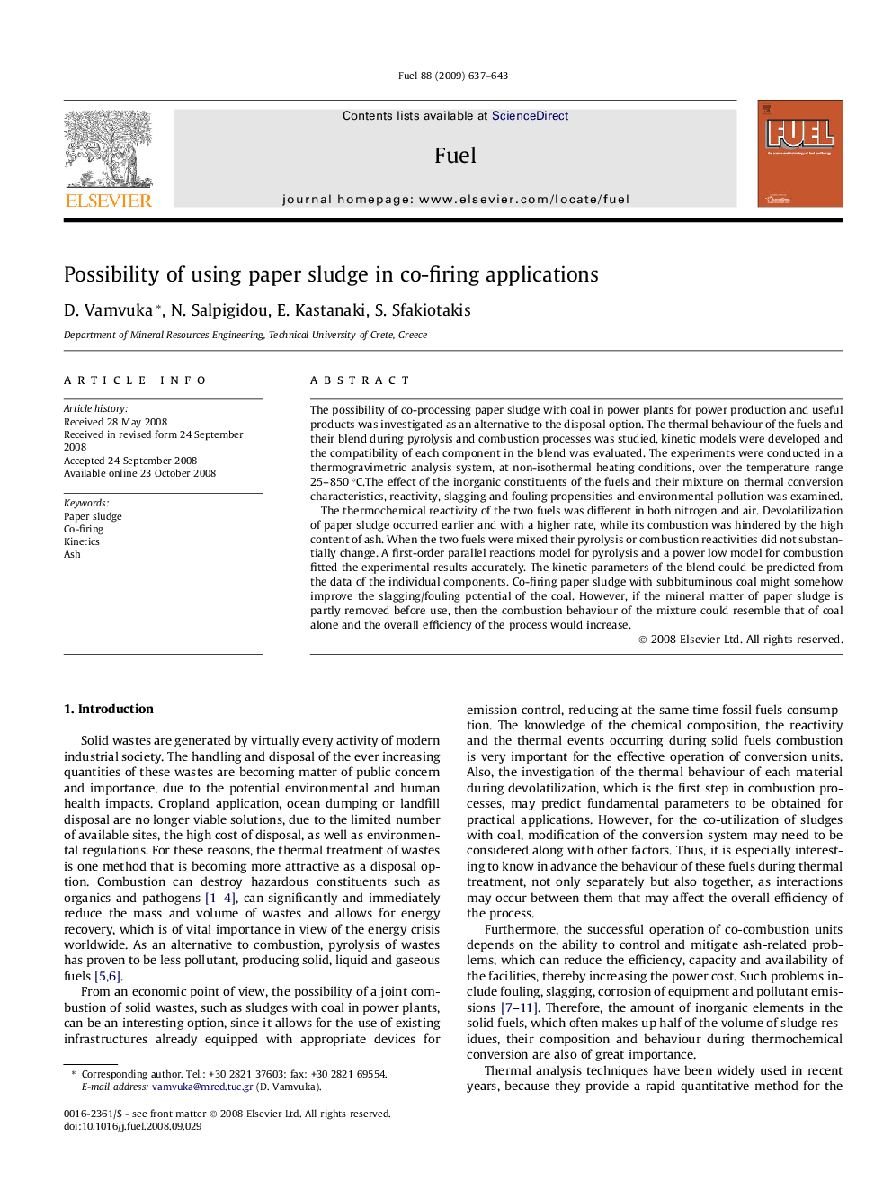 Possibility of using paper sludge in co-firing applications