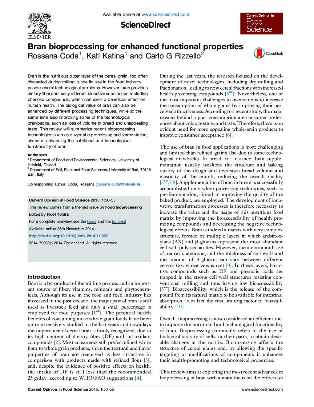 Bran bioprocessing for enhanced functional properties