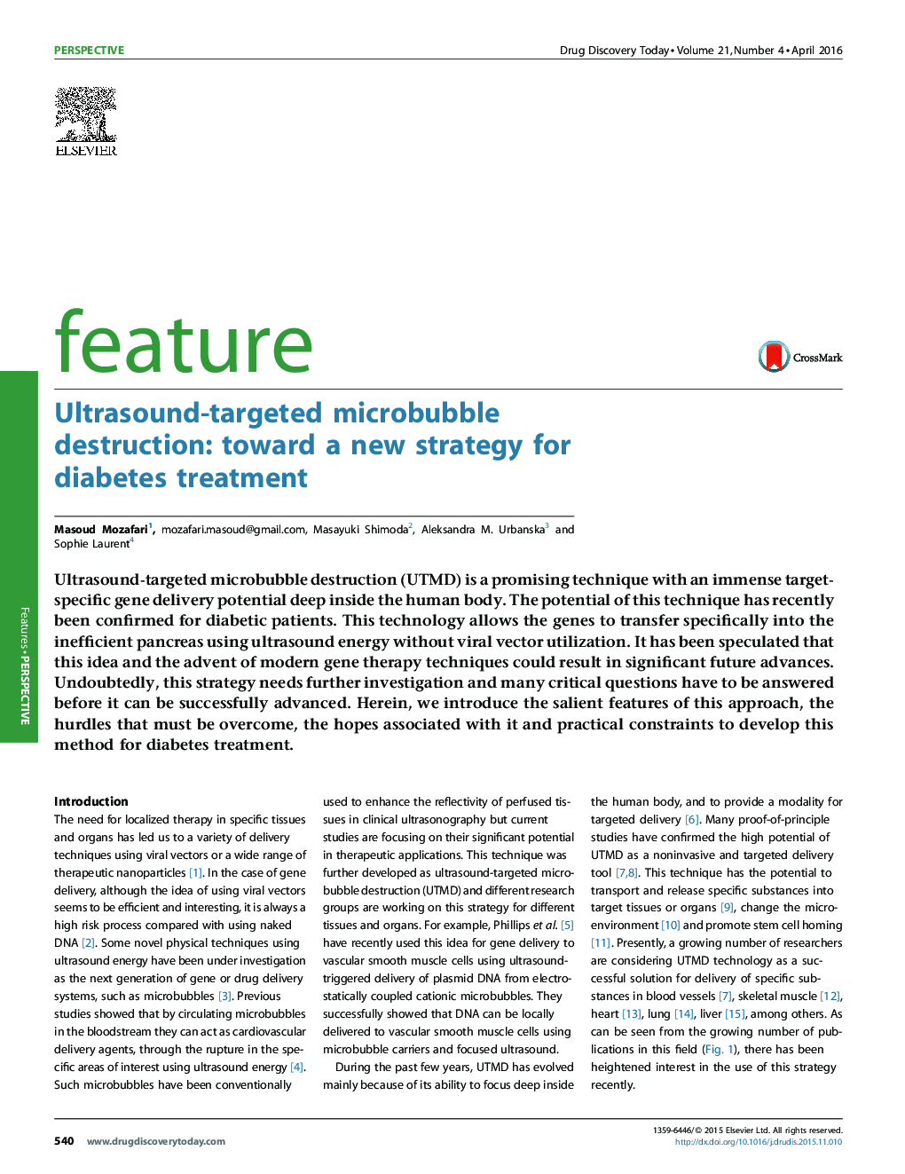 Ultrasound-targeted microbubble destruction: toward a new strategy for diabetes treatment