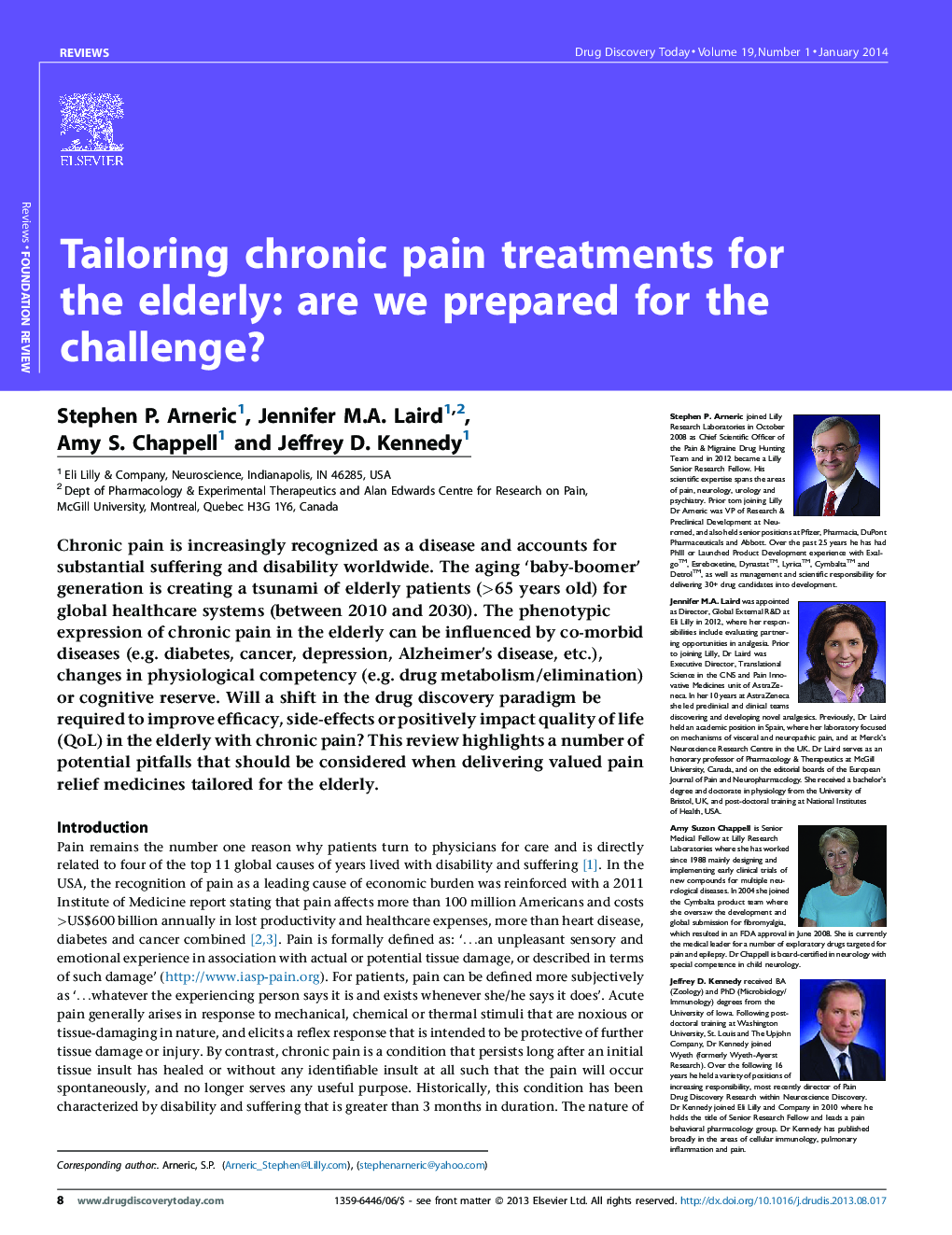 Tailoring chronic pain treatments for the elderly: are we prepared for the challenge?