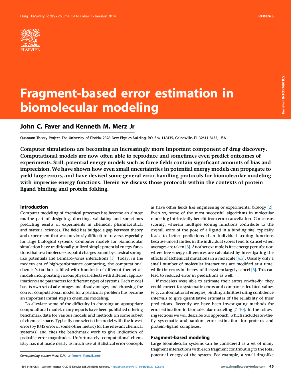 Fragment-based error estimation in biomolecular modeling