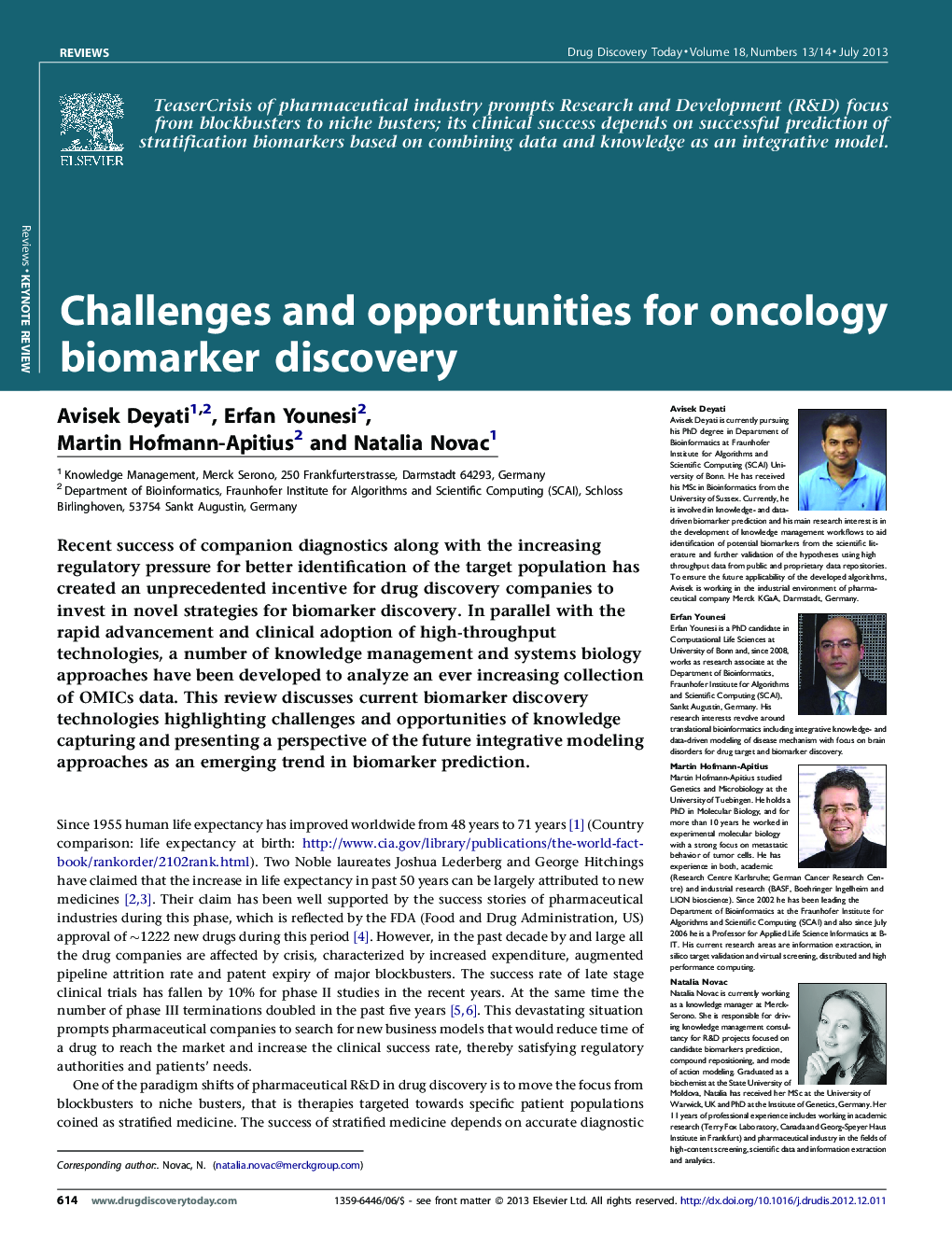 Challenges and opportunities for oncology biomarker discovery