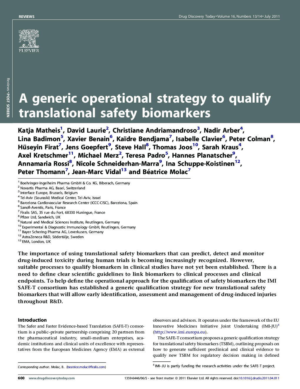 A generic operational strategy to qualify translational safety biomarkers