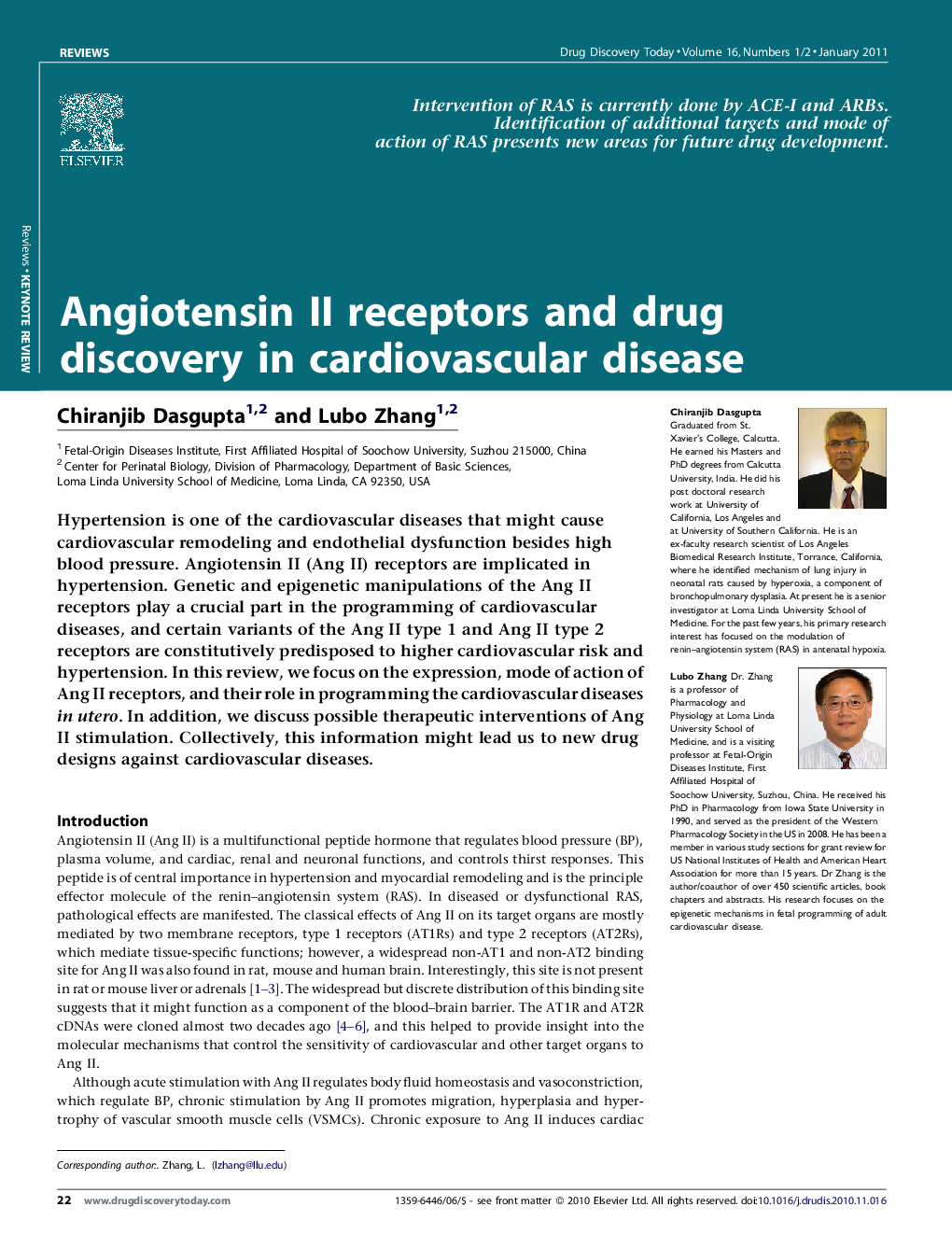 عکس صفحه اول مقاله: Angiotensin II receptors and drug discovery in cardiovascular disease Angiotensin II receptors and drug discovery in cardiovascular disease