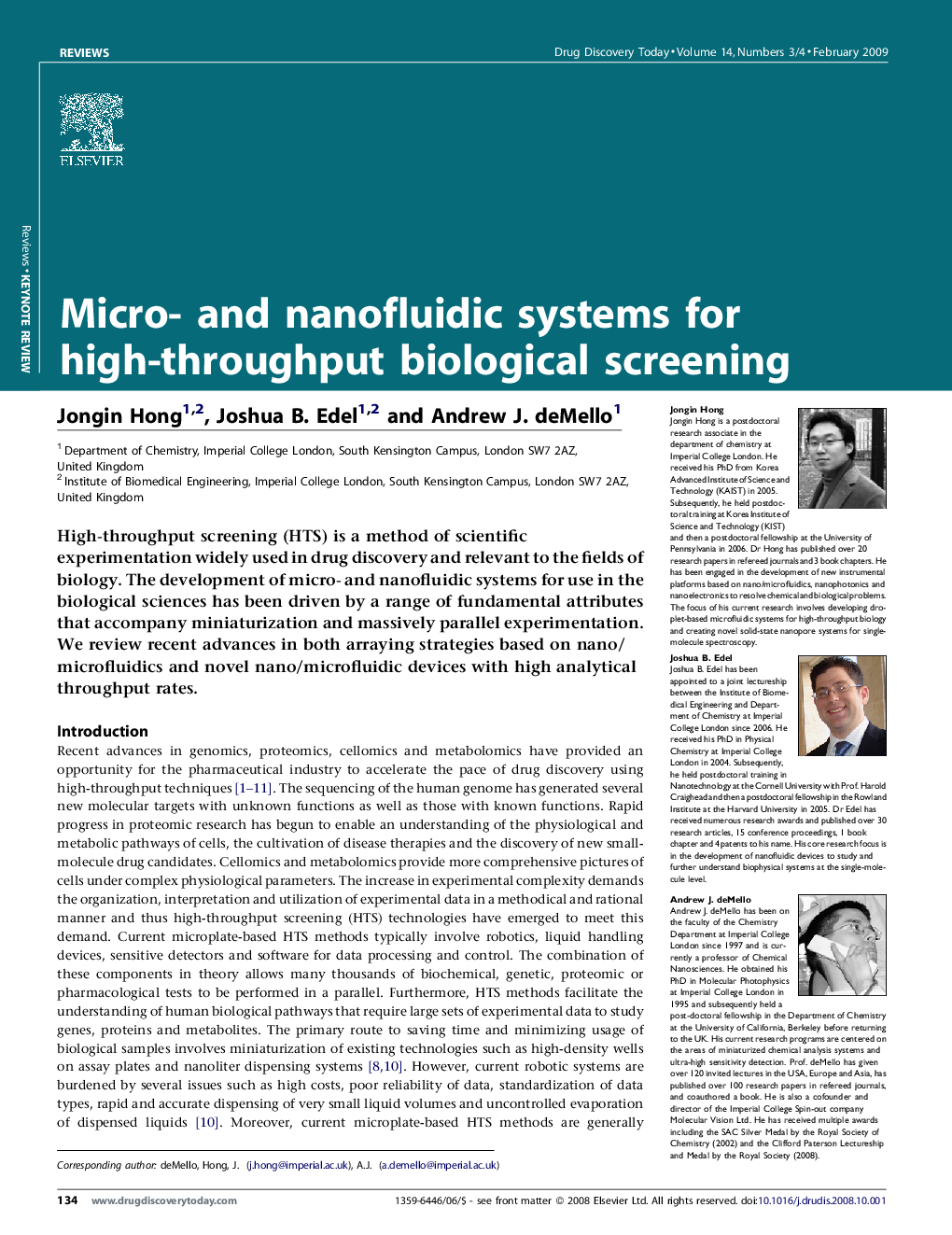 Micro- and nanofluidic systems for high-throughput biological screening