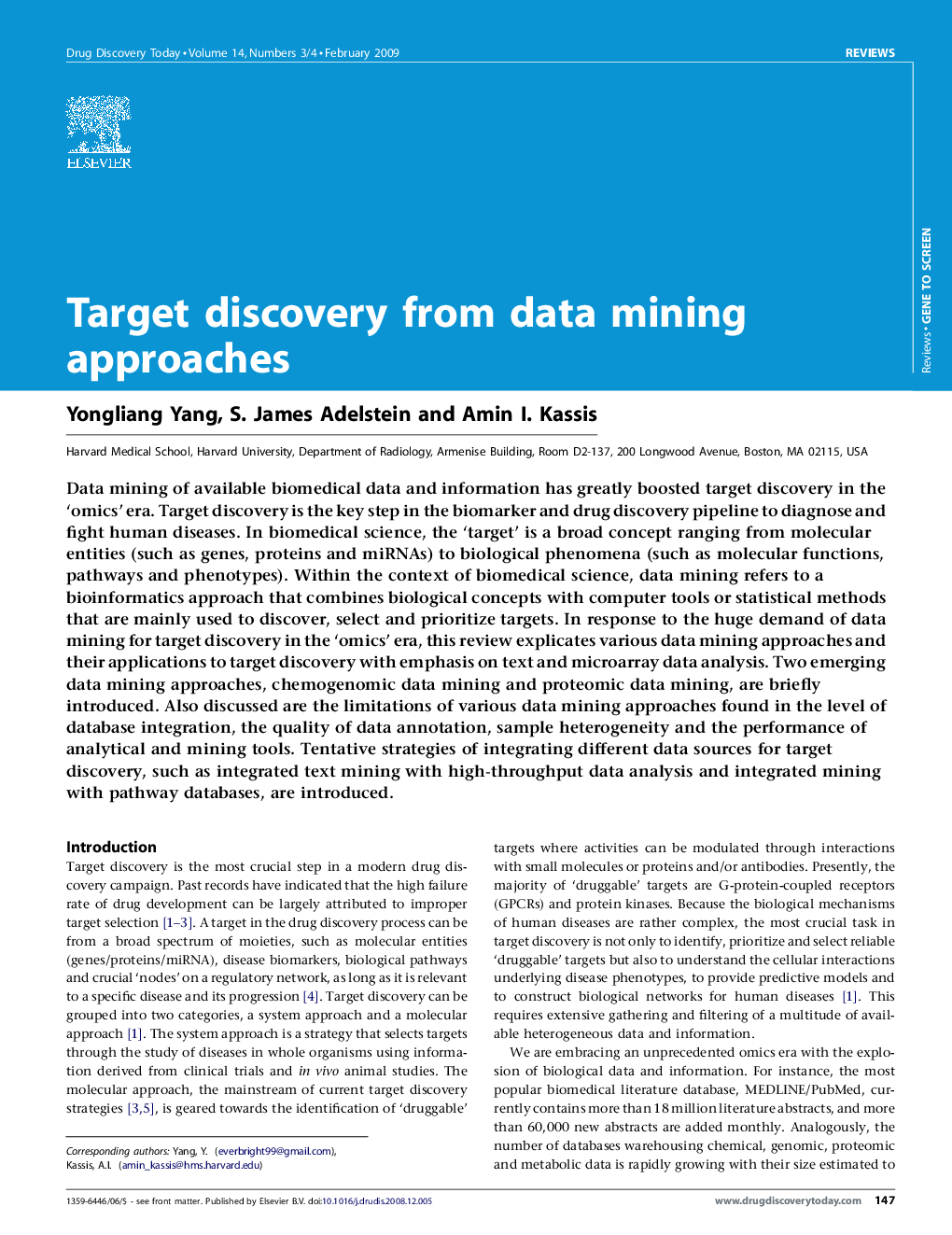 Target discovery from data mining approaches