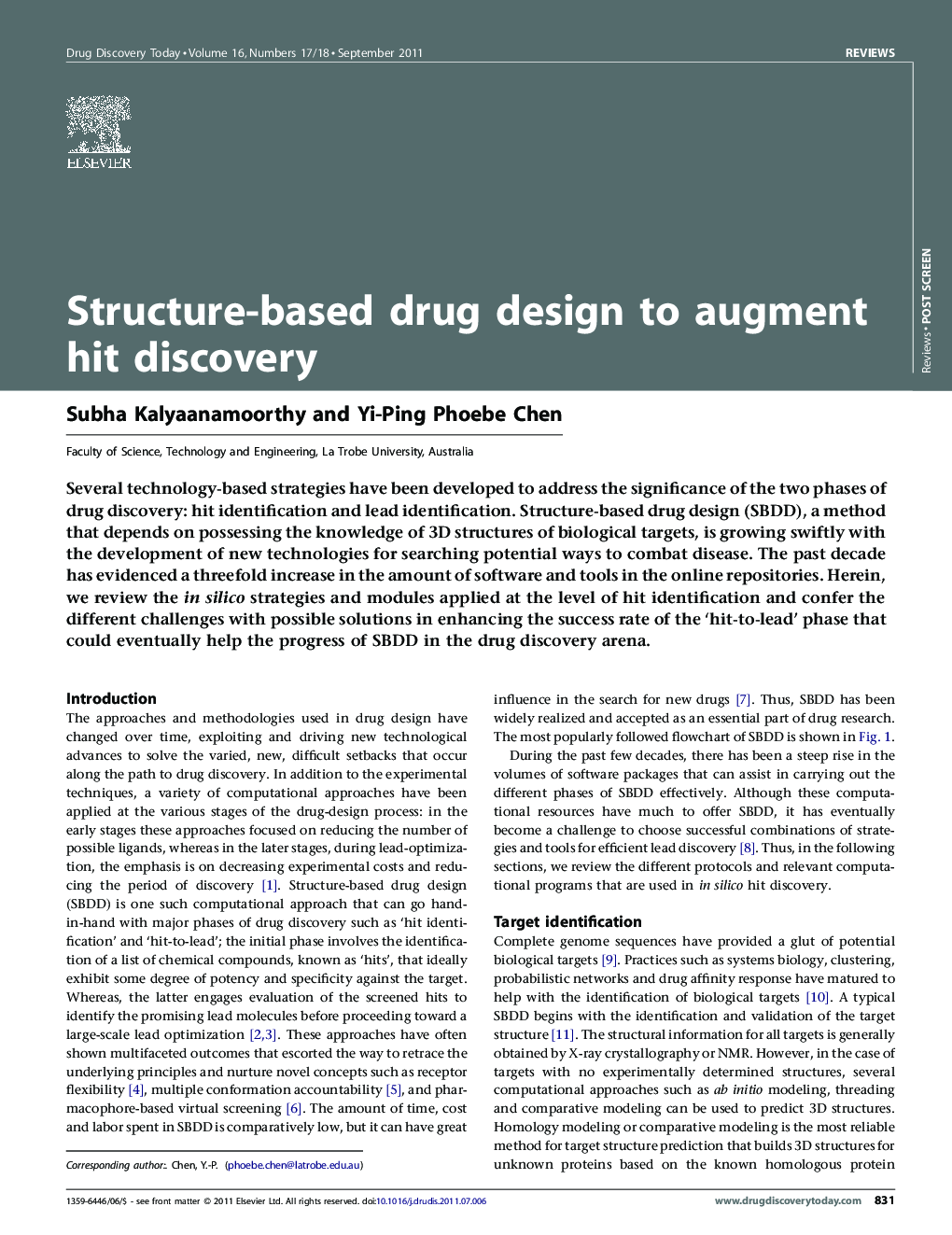 عکس صفحه اول مقاله: Structure-based drug design to augment hit discovery Structure-based drug design to augment hit discovery