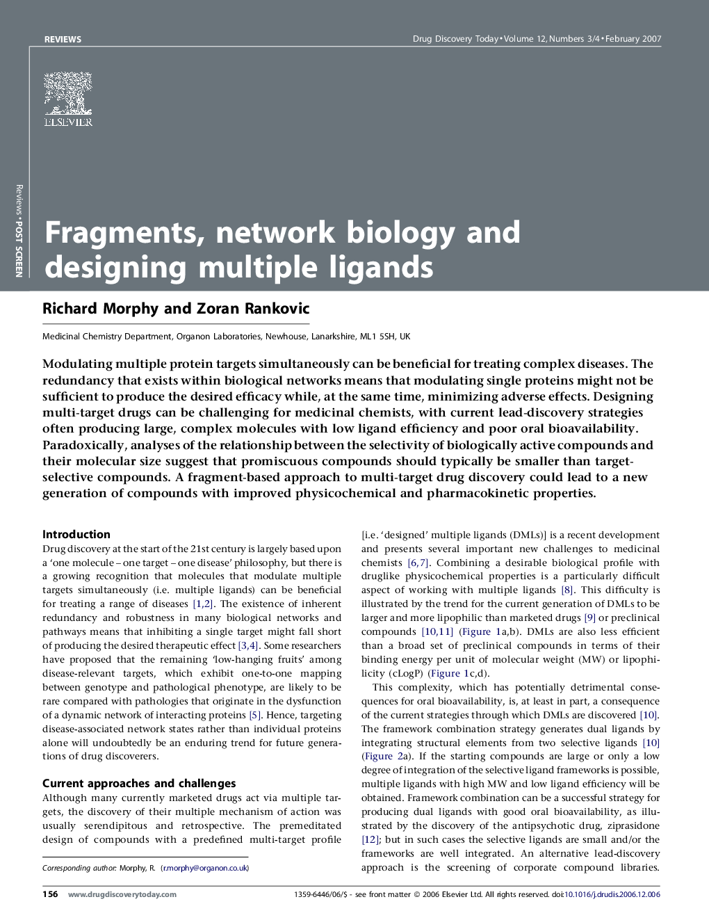 Fragments, network biology and designing multiple ligands