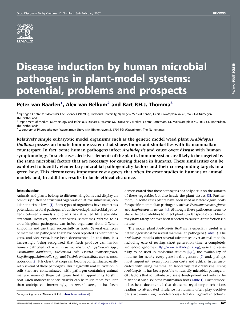 Disease induction by human microbial pathogens in plant-model systems: potential, problems and prospects