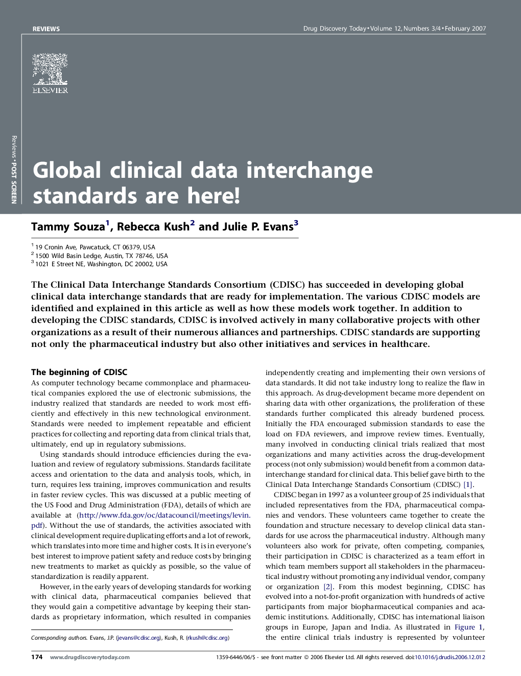 Global clinical data interchange standards are here!