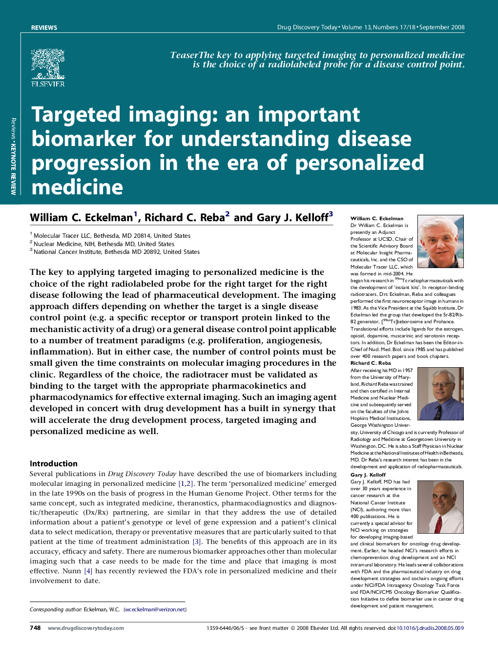 Targeted imaging: an important biomarker for understanding disease progression in the era of personalized medicine