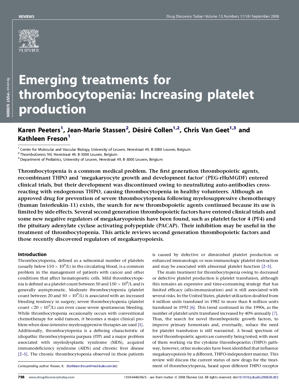 Emerging treatments for thrombocytopenia: Increasing platelet production
