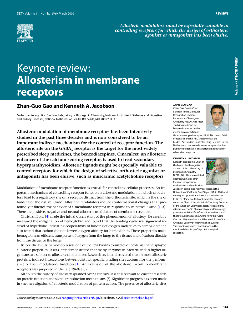Keynote review: Allosterism in membrane receptors