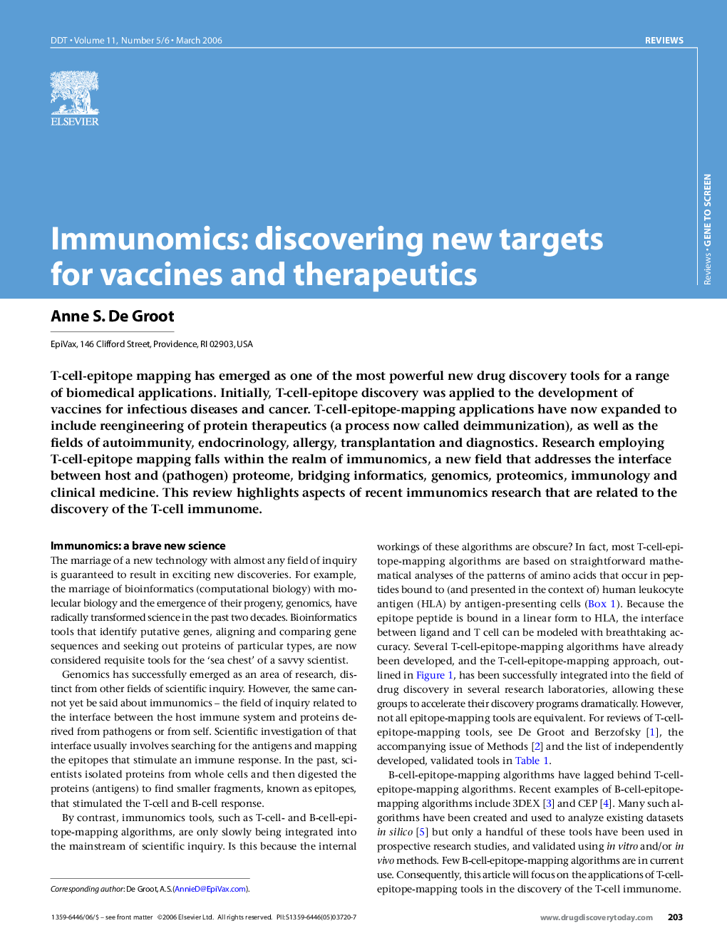 Immunomics: discovering new targets for vaccines and therapeutics