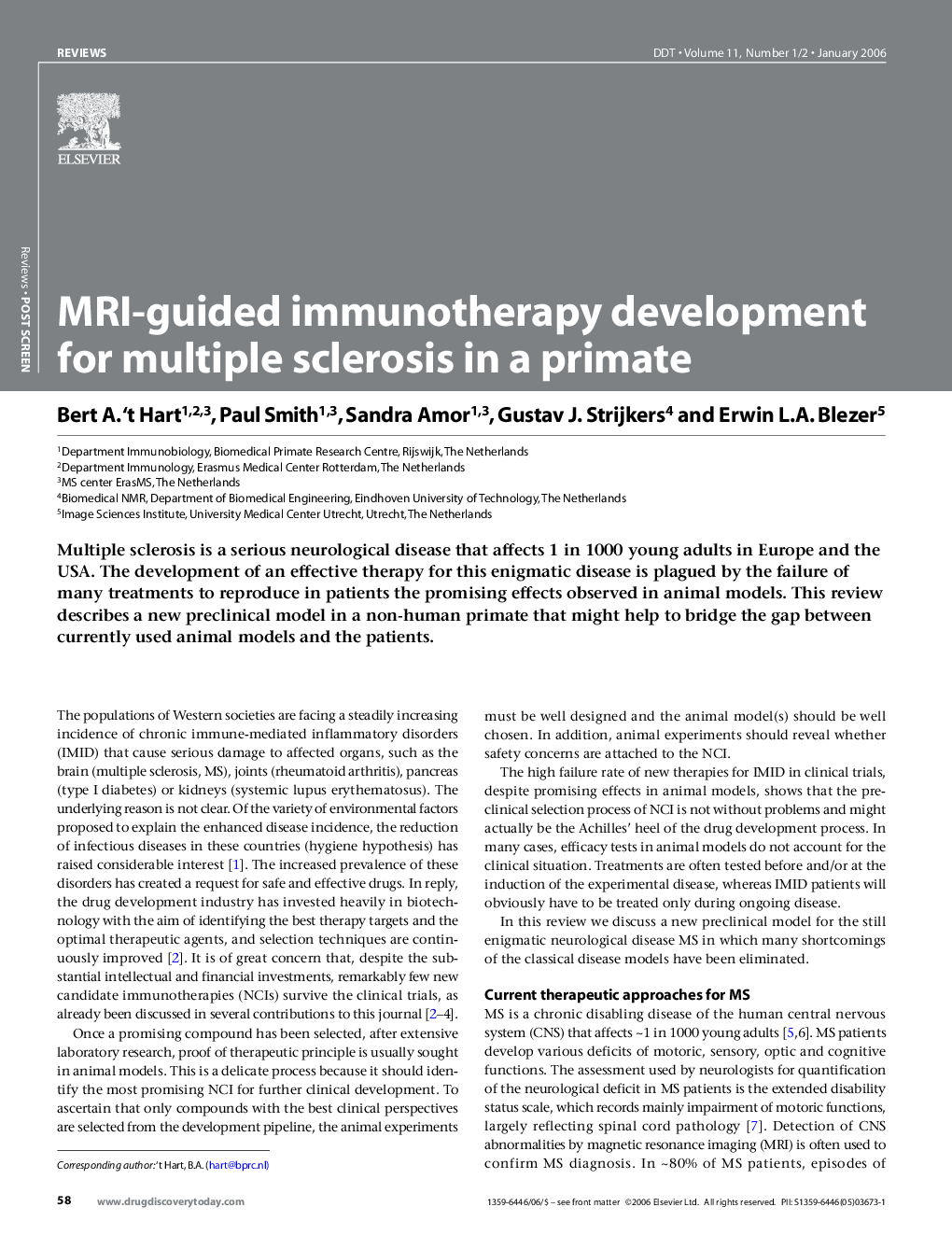 MRI-guided immunotherapy development for multiple sclerosis in a primate