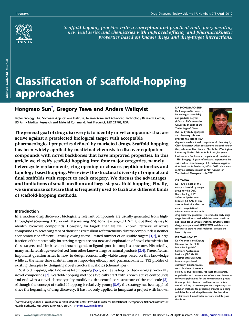 Classification of scaffold-hopping approaches