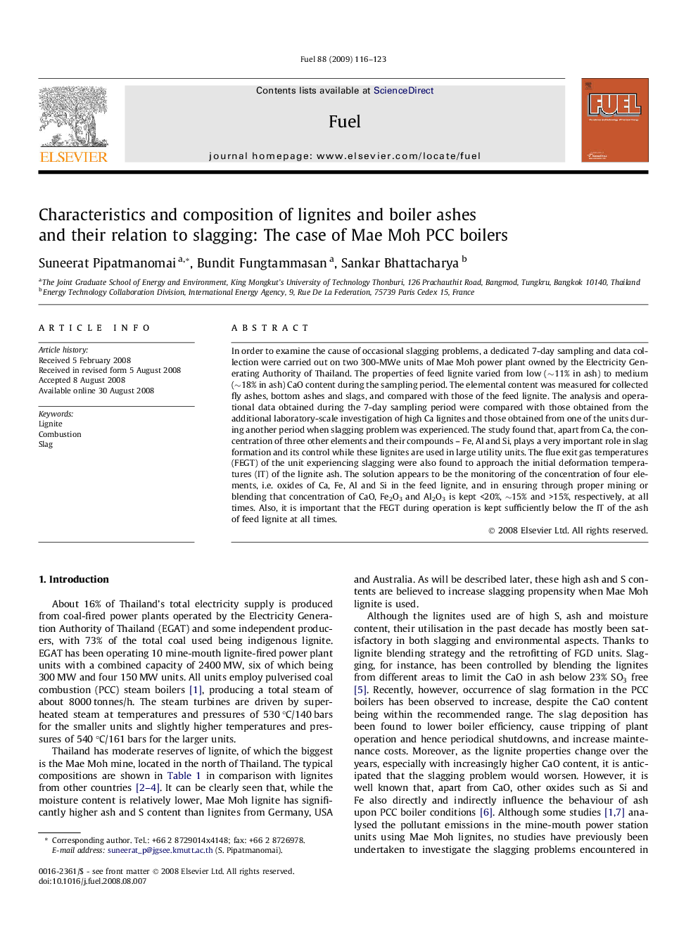 Characteristics and composition of lignites and boiler ashes and their relation to slagging: The case of Mae Moh PCC boilers