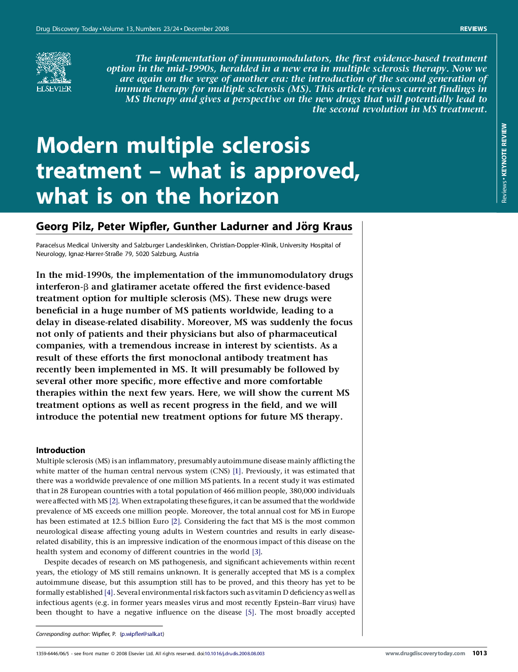 Modern multiple sclerosis treatment – what is approved, what is on the horizon