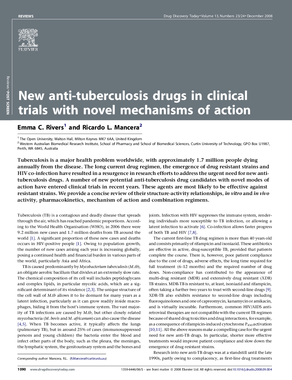 New anti-tuberculosis drugs in clinical trials with novel mechanisms of action