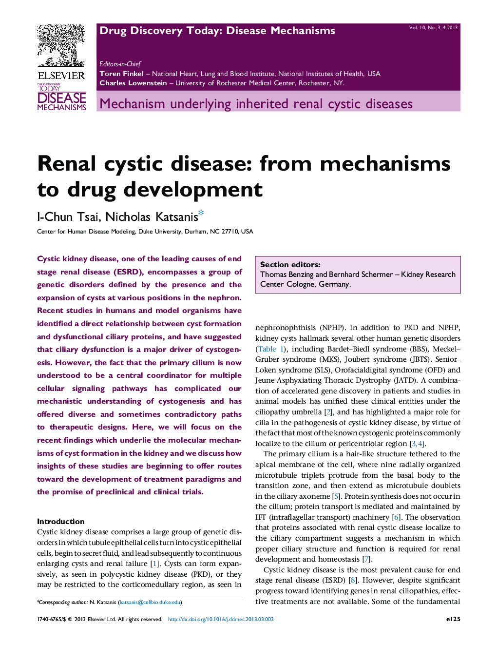 Renal cystic disease: from mechanisms to drug development