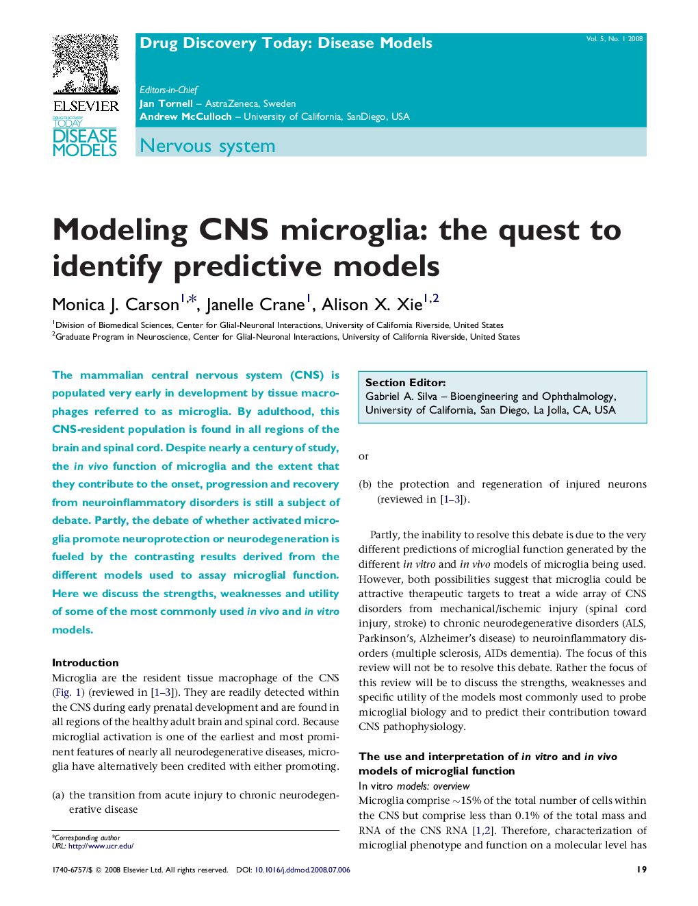 Modeling CNS microglia: the quest to identify predictive models