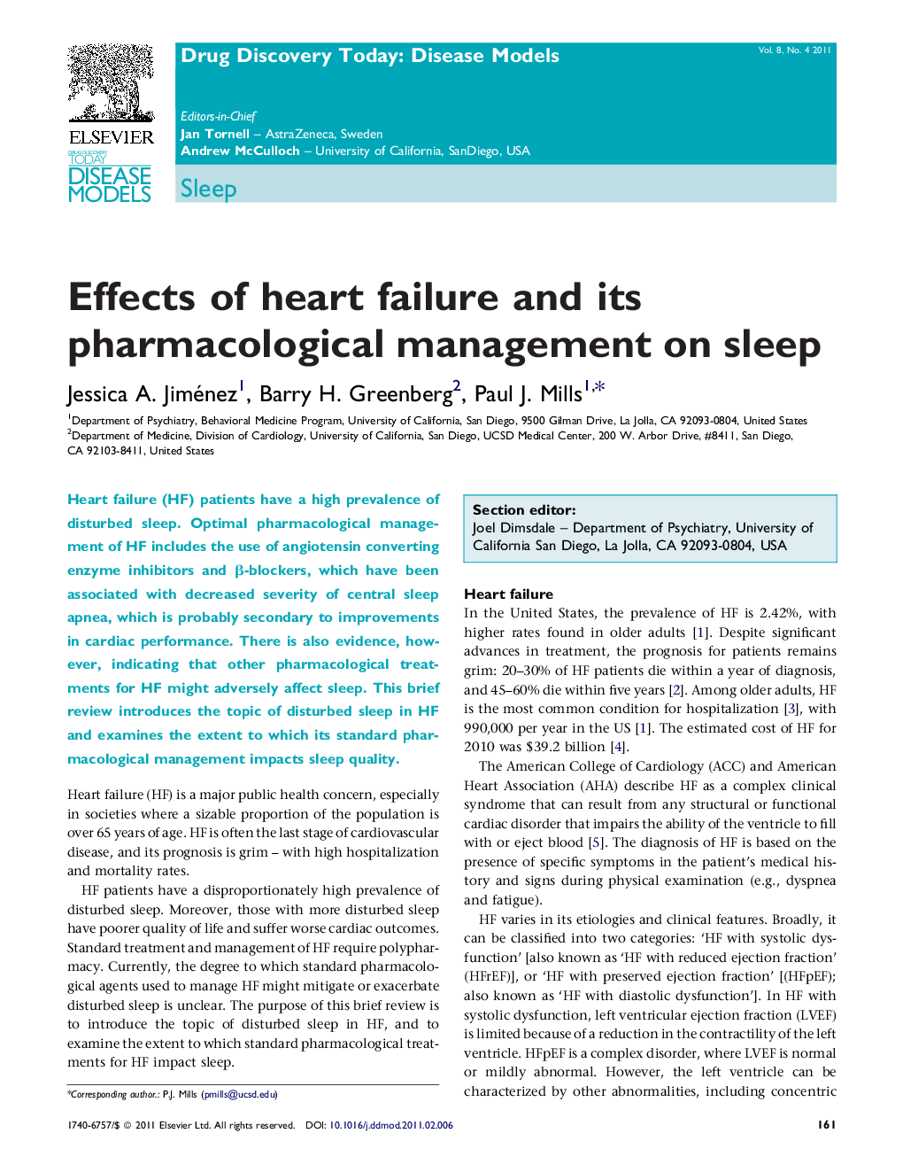 Effects of heart failure and its pharmacological management on sleep