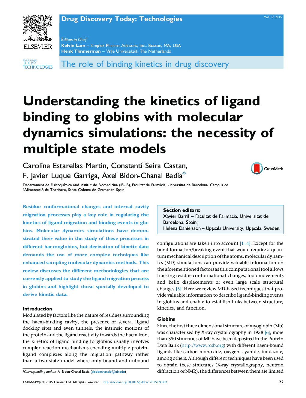 درک سینتیک اتصال لیگاند به گلوبین ها با شبیه سازی دینامیک مولکولی: ضرورت مدل های حالت های مختلف 