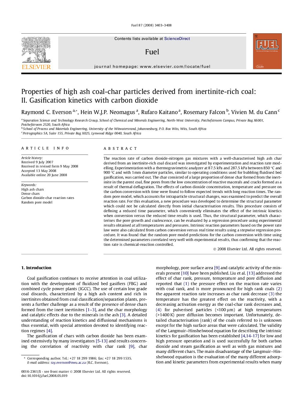 Properties of high ash coal-char particles derived from inertinite-rich coal: II. Gasification kinetics with carbon dioxide