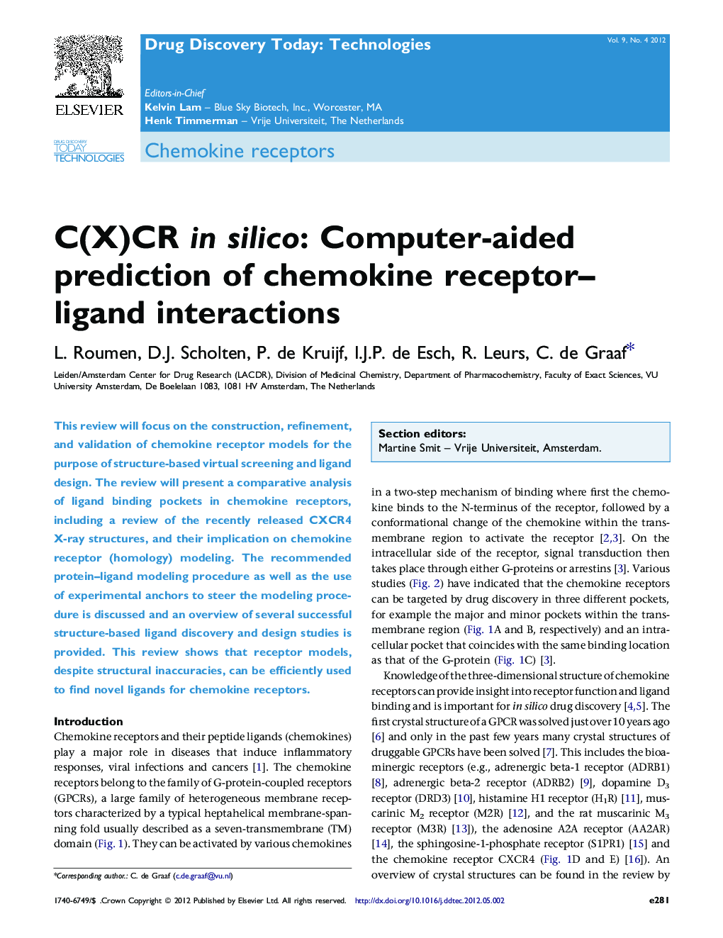 C(X)CR in silico: Computer-aided prediction of chemokine receptor–ligand interactions