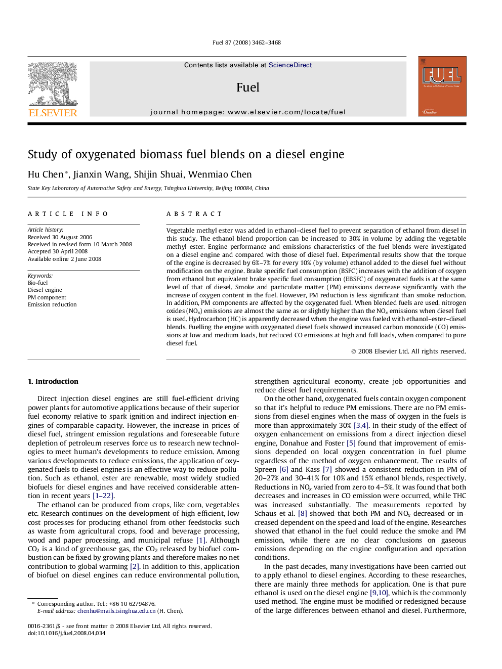 Study of oxygenated biomass fuel blends on a diesel engine