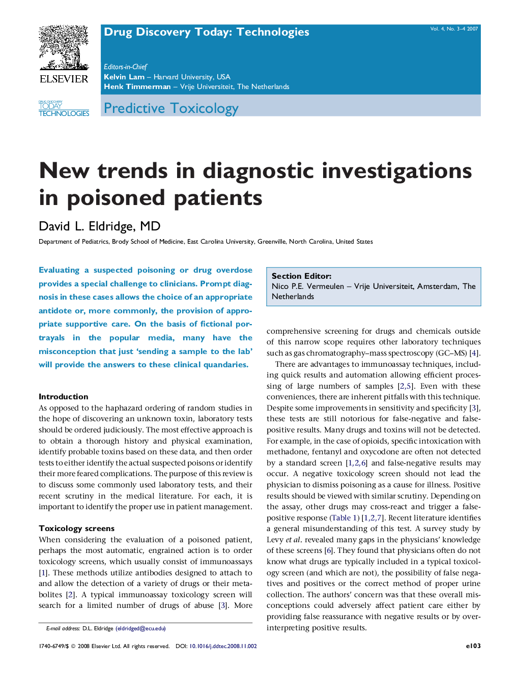 New trends in diagnostic investigations in poisoned patients