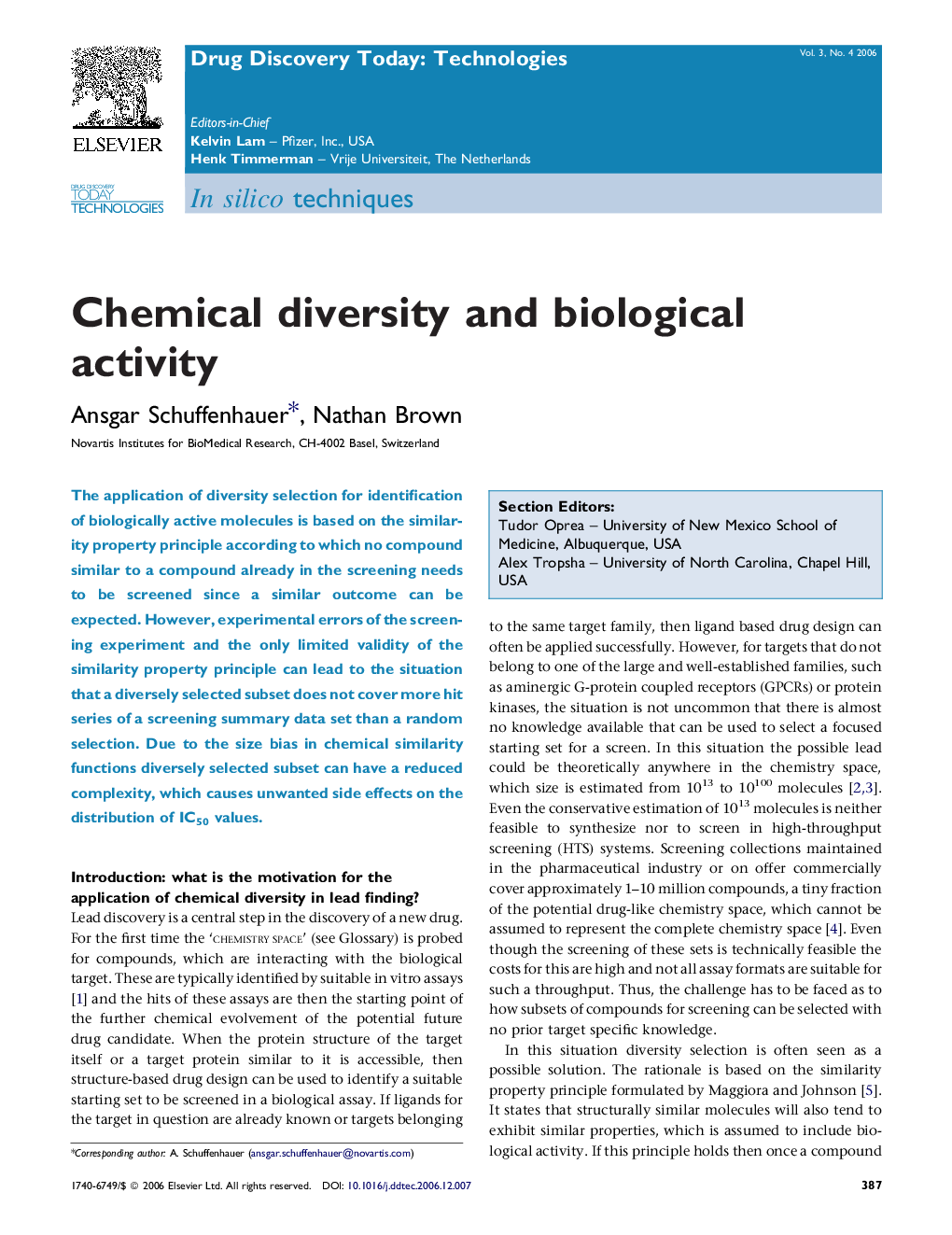 Chemical diversity and biological activity