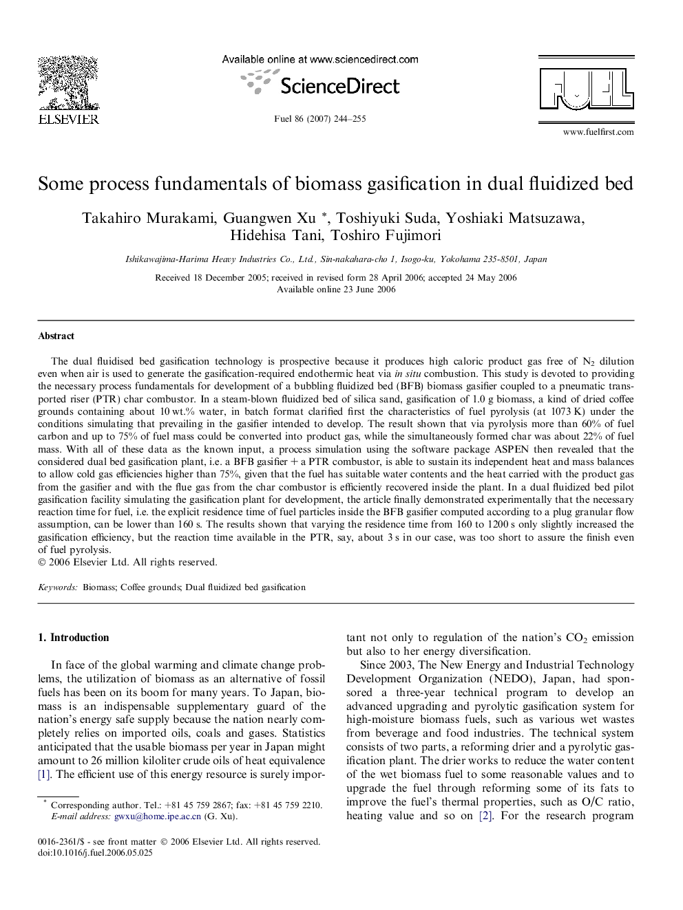 Some process fundamentals of biomass gasification in dual fluidized bed