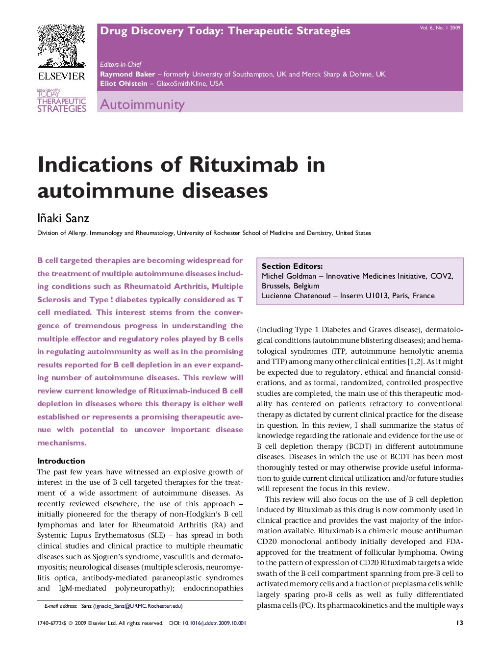 Indications of Rituximab in autoimmune diseases