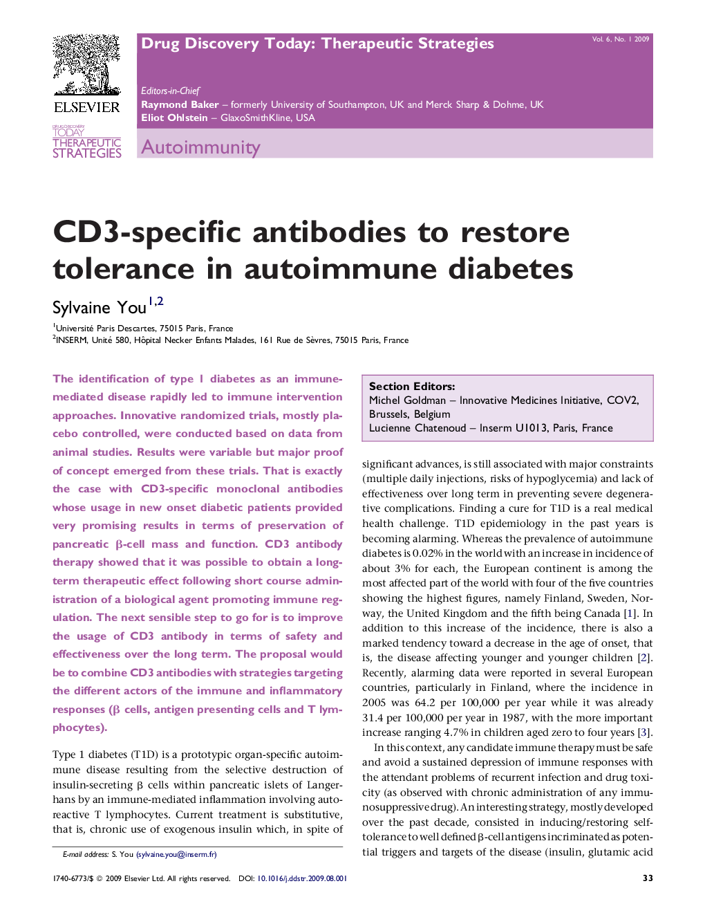 CD3-specific antibodies to restore tolerance in autoimmune diabetes