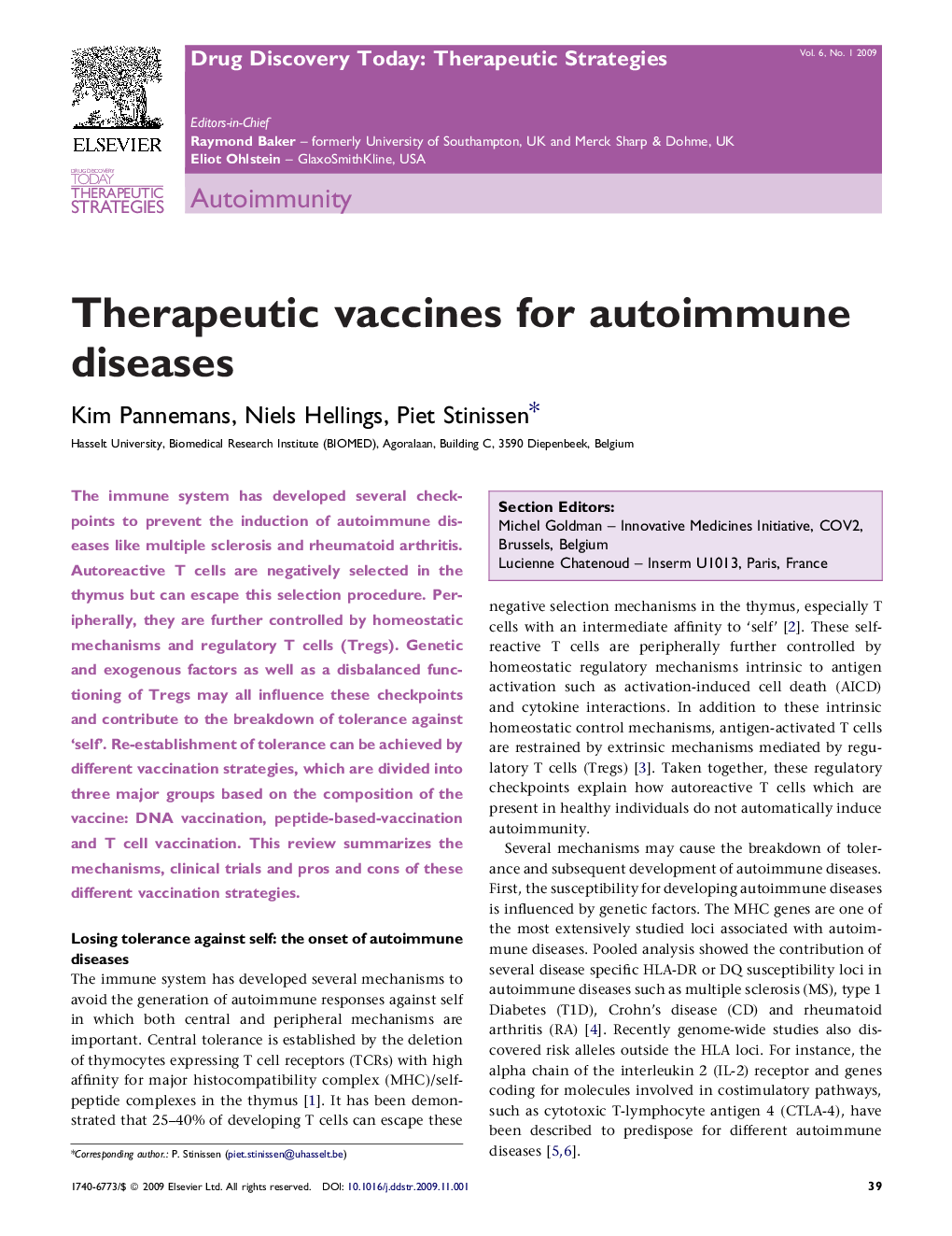Therapeutic vaccines for autoimmune diseases